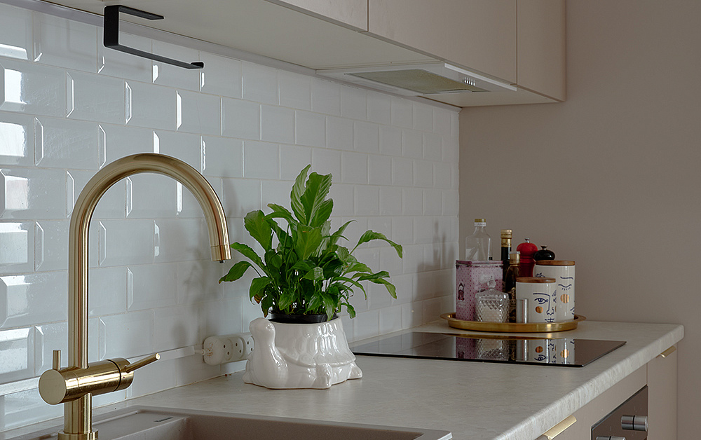 Шкафы и кухня Стоун Колор для однушки с круговой планировкой